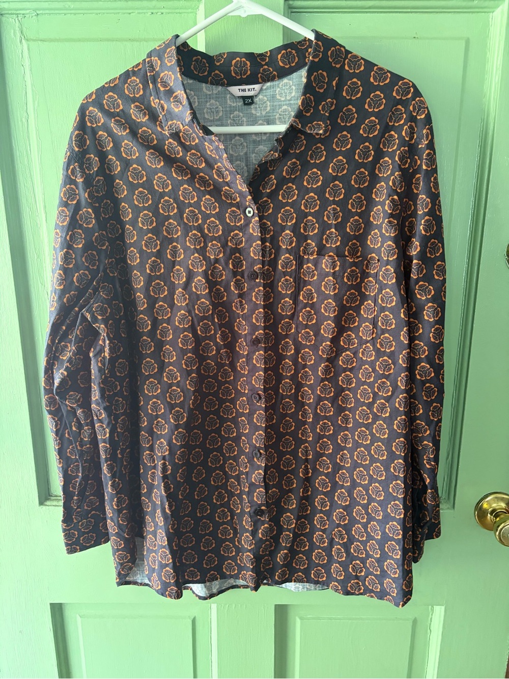 The Kit. Oversized Button Up tunic Shirt 100% cotton 2x